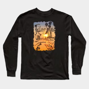 Florida, Sunset, Palm Trees, Florida Beaches, Florida Surfing Long Sleeve T-Shirt